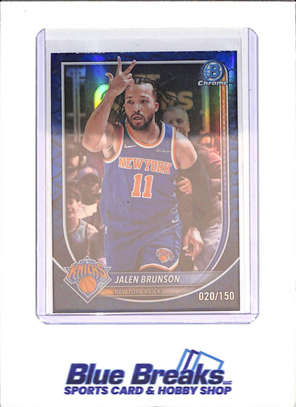2025-26 Bowman Chrome - Jalen Brunson - 20/150 - Blue Reptilian - New York Knicks - Basketball - #BCV-62