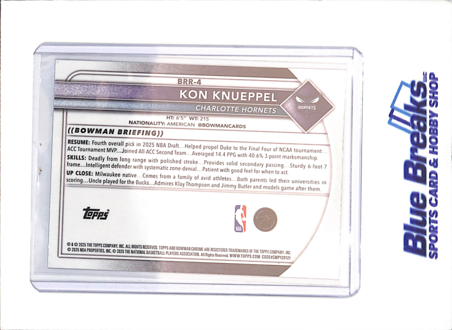 2025-26 Bowman Chrome - Kon Knuppel - Red RC - Charlotte Hornets - Basketball - #BRR-4