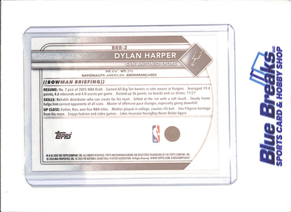2025-26 Bowman Chrome - Dylan Harper - Red RC - San Antonio Spurs - Basketball - #BRR-2