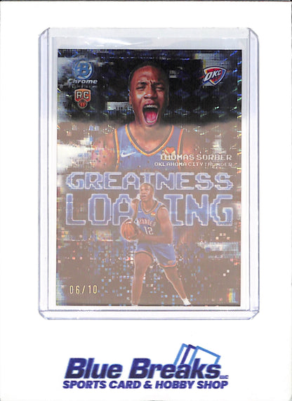 2025-26 Bowman Chrome - Thomas Sorber - Greatness Loading - RC - Oklahoma City Thunder - Basketball - #GL-15