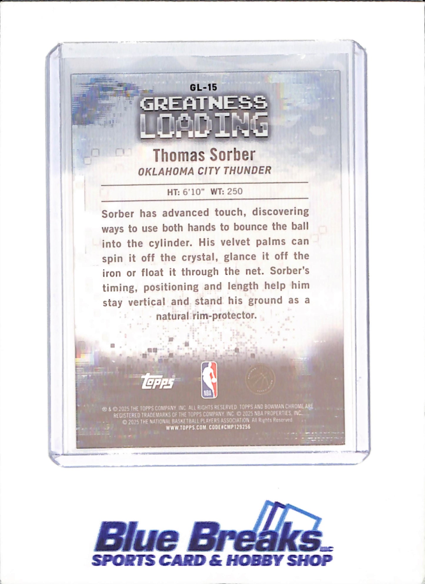 2025-26 Bowman Chrome - Thomas Sorber - Greatness Loading - RC - Oklahoma City Thunder - Basketball - #GL-15