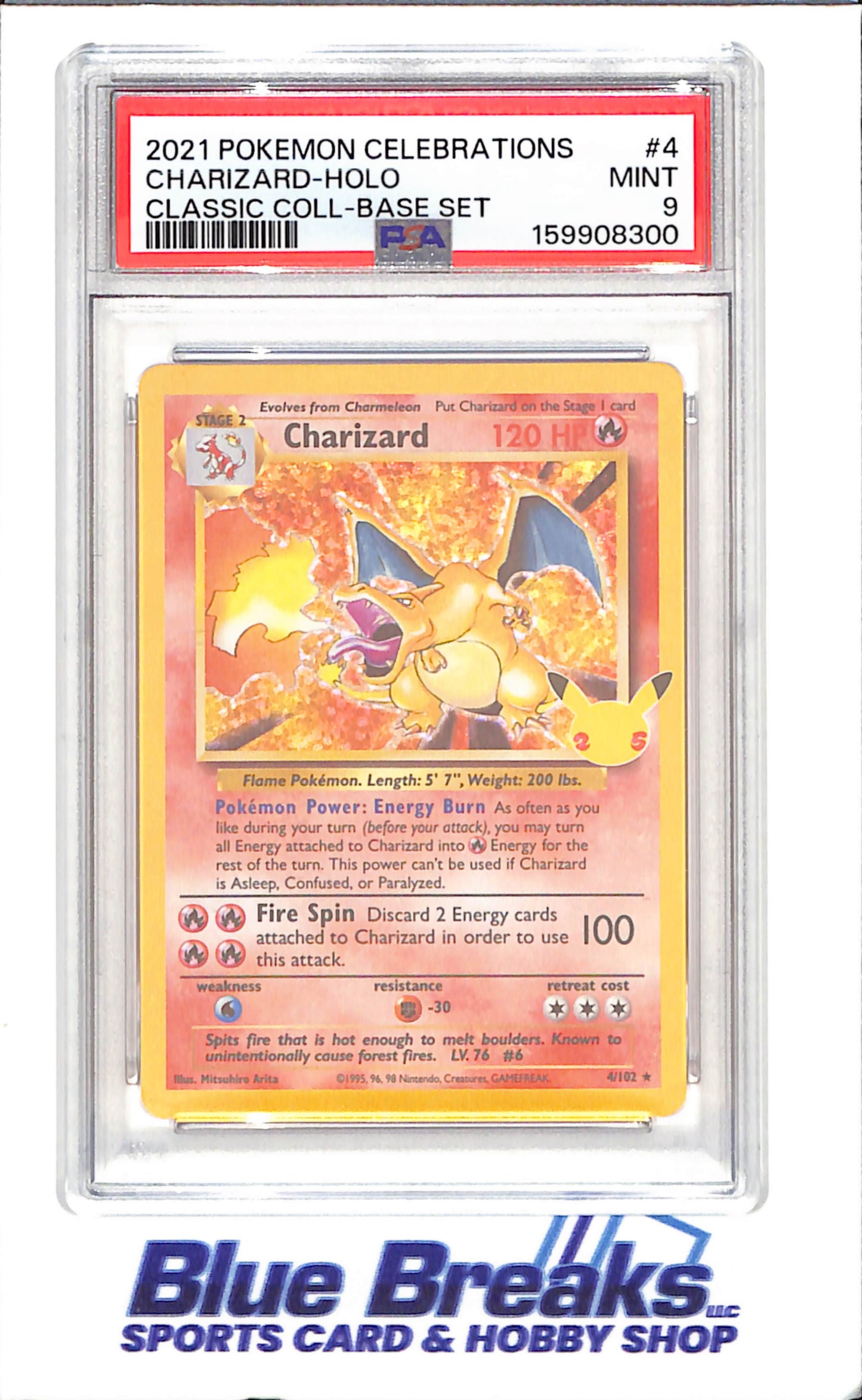 2021 Pokemon Celebrations - Charizard - Holo - Classic Collections - Base Set - 4/102 - PSA 9