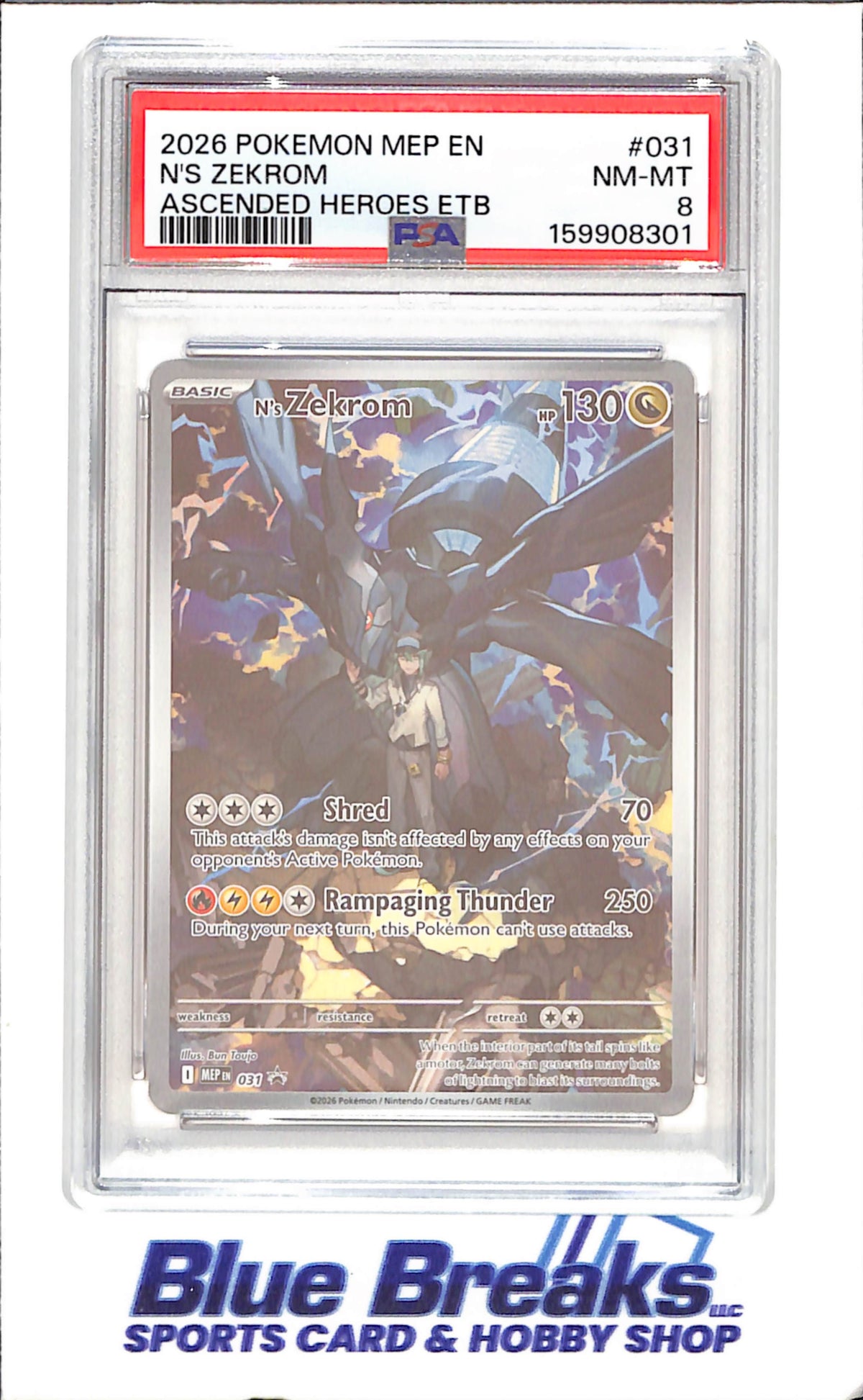 2026 Pokemon - N's Zekrom - Ascended Heroes ETB - PSA 8 - #031