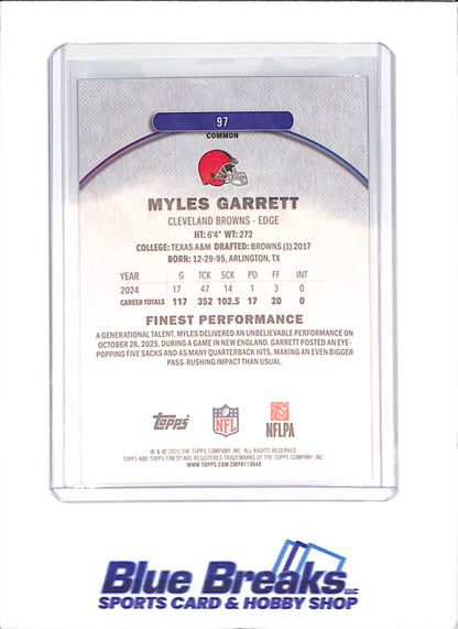 2025 Topps Finest - Myles Garrett - Green  - 66/75 - Cleveland Browns - Football - #97