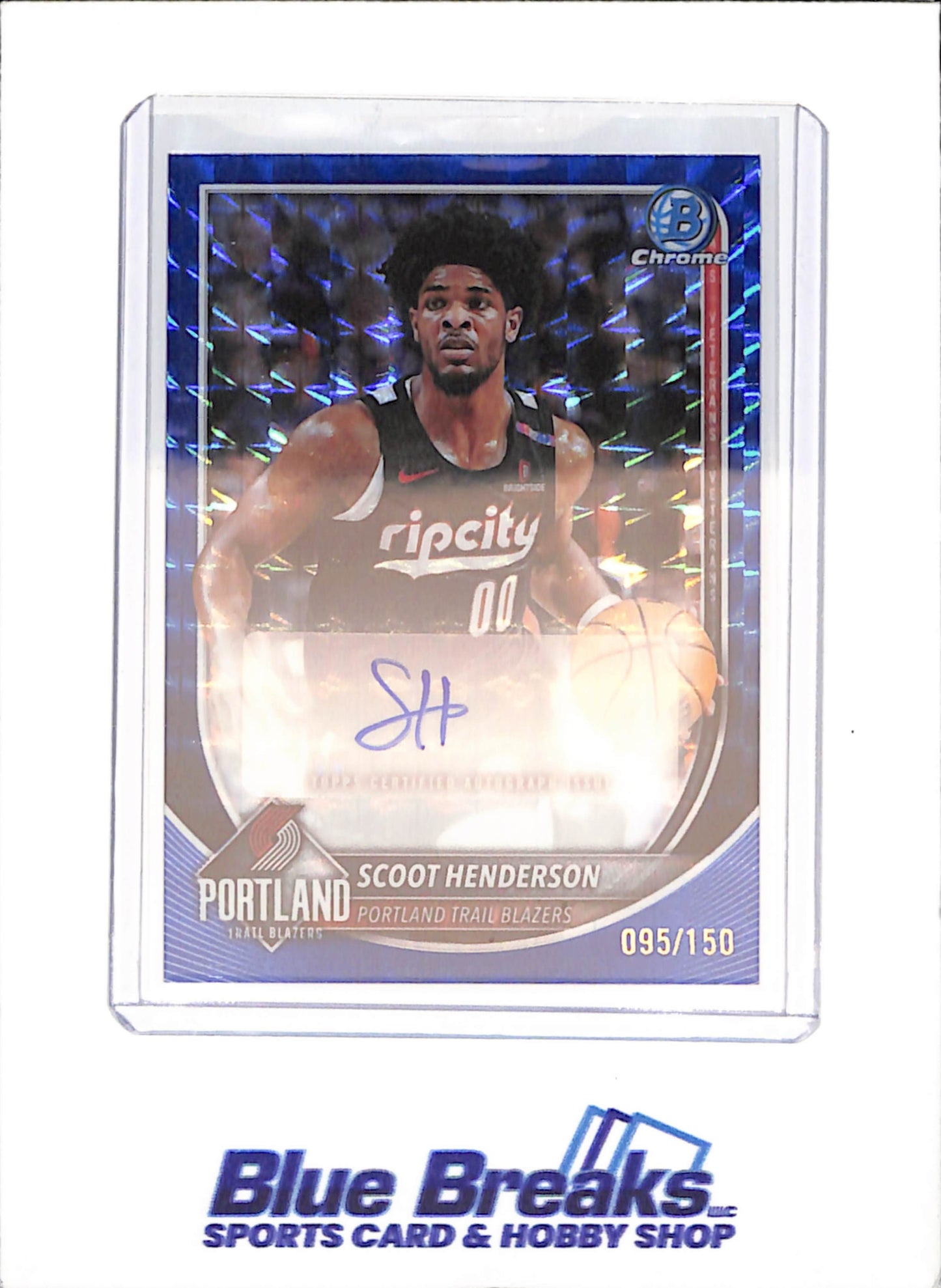 2025-26 Bowman Chrome - Scoot Henderson - Blue Geometric Autograph - 95/150 - Portland Trailblazers - Basketball - #BCA-SH