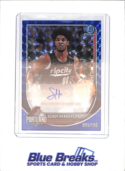2025-26 Bowman Chrome - Scoot Henderson - Blue Geometric Autograph - 95/150 - Portland Trailblazers - Basketball - #BCA-SH