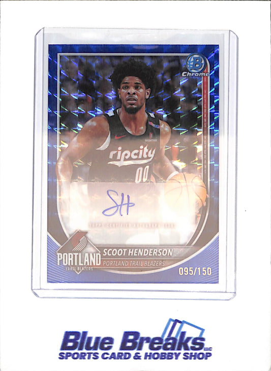 2025-26 Bowman Chrome - Scoot Henderson - Blue Geometric Autograph - 95/150 - Portland Trail Blazers - Basketball - #BCA-SH