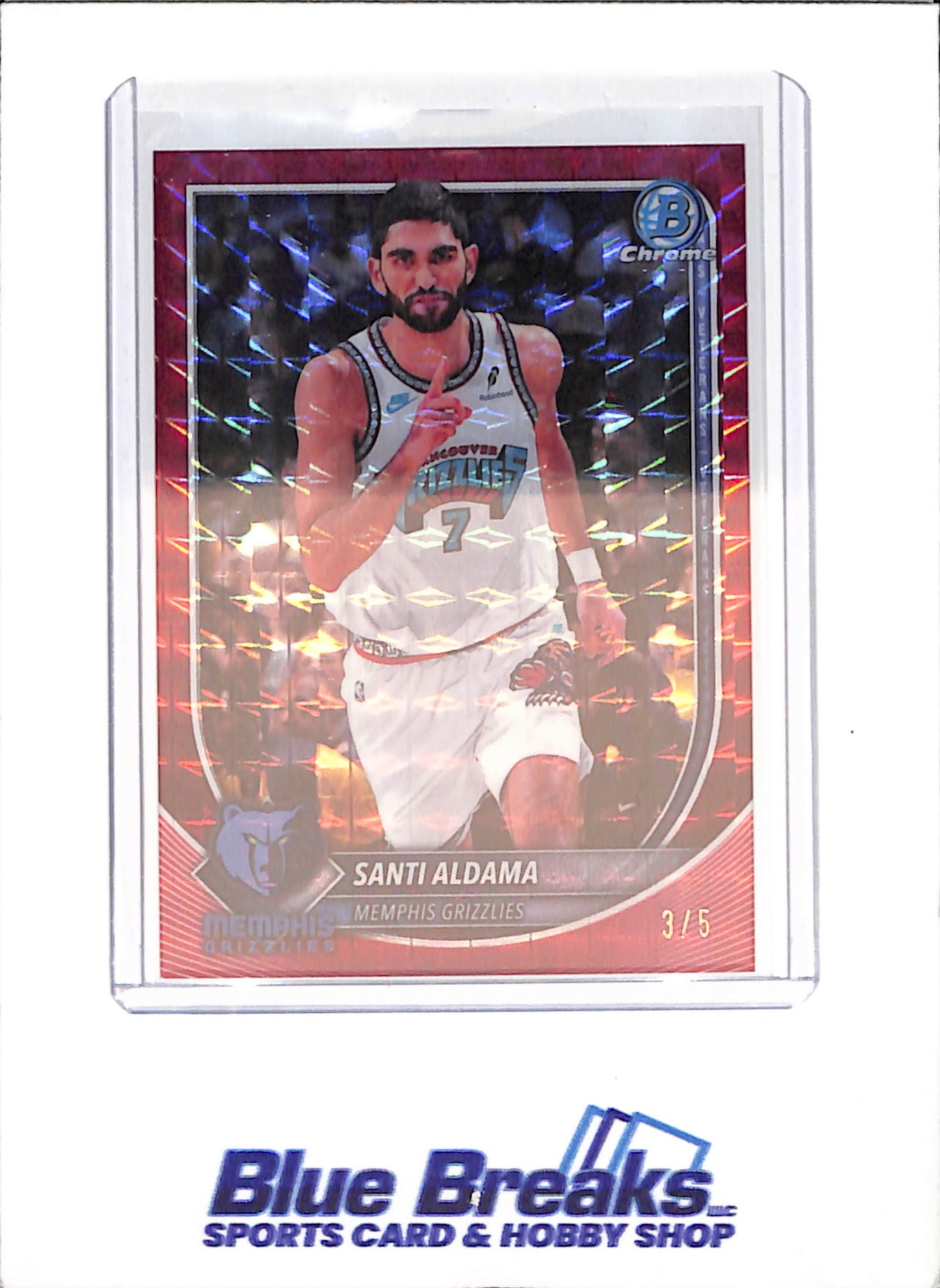2025-26 Bowman Chrome - Santi Aldama - Red Geometric - 3/5 - Memphis Grizzlies - Basketball - #BCV-200