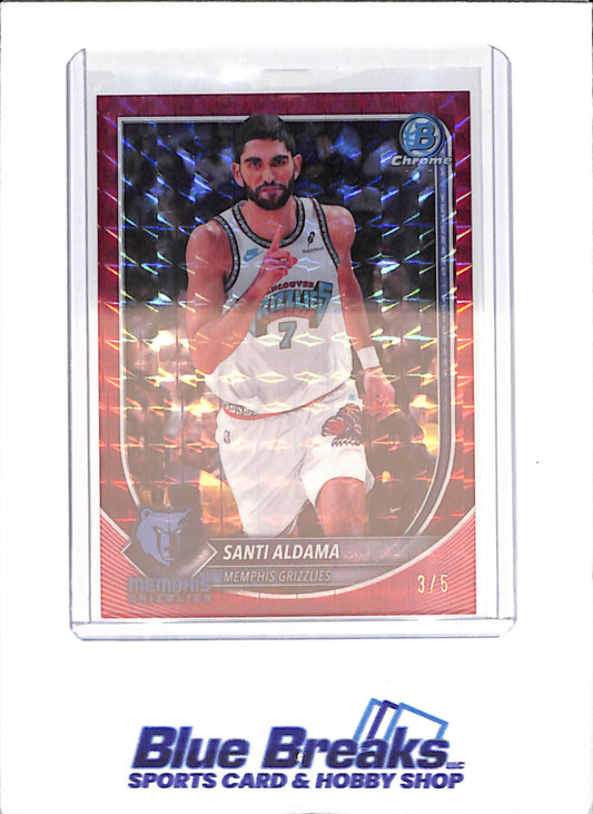 2025-26 Bowman Chrome - Santi Aldama - Red Geometric - 3/5 - Memphis Grizzlies - Basketball - #BCV-200