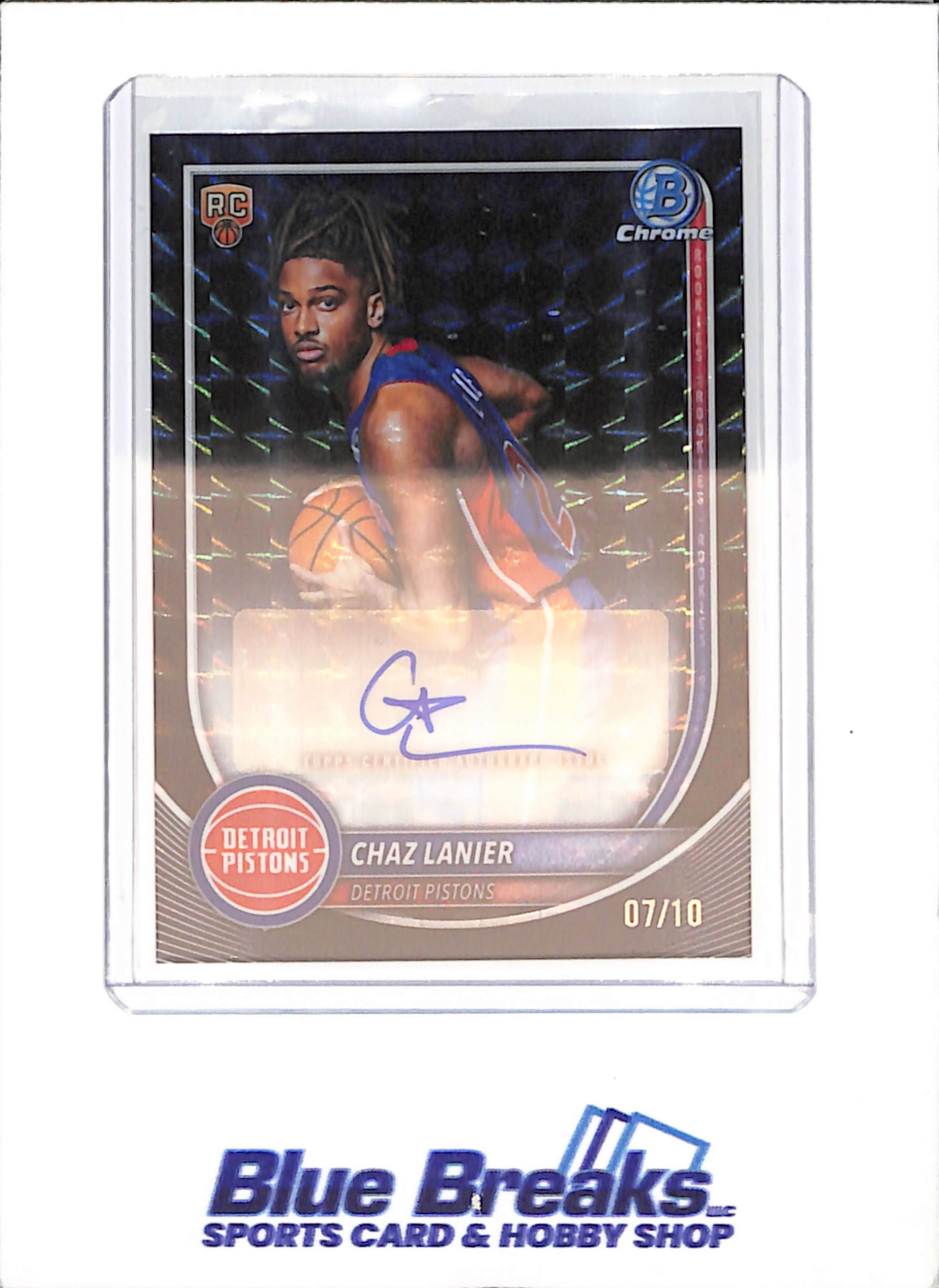 2025-26 Bowman Chrome - Chaz Lanier - Black Geometric Autograph - 7/10 - RC - Detroit Pistons - Basketball - #BCA-CL