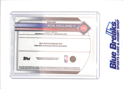 2025-26 Bowman Chrome - Ron Holland II - Green Geometric Autograph - 46/99 - Detroit Pistons - Basketball - #BCA-RH