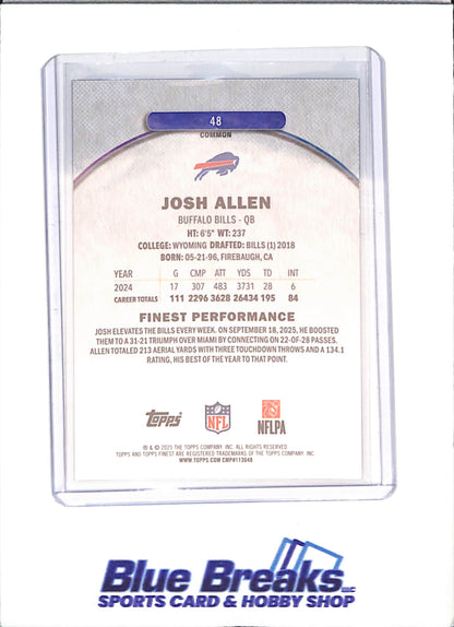 2025 Topps Finest - Josh Allen - Purple Geometric - 134/150 - Buffalo Bills - Football - #48