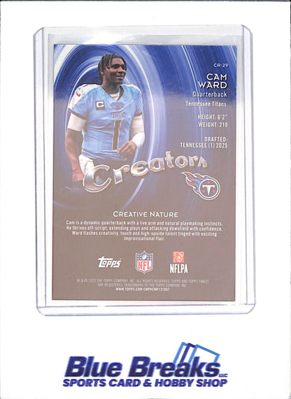 2025 Topps Finest - Cam Ward - Creations - Black Geometric - RC - 9/10 - Tennessee Titans - Football - #CR-29