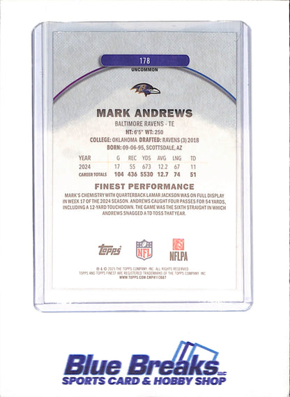2025 Topps Finest - Mark Andrews - Green Geometric - 4/35 - Baltimore Ravens - Football - #178