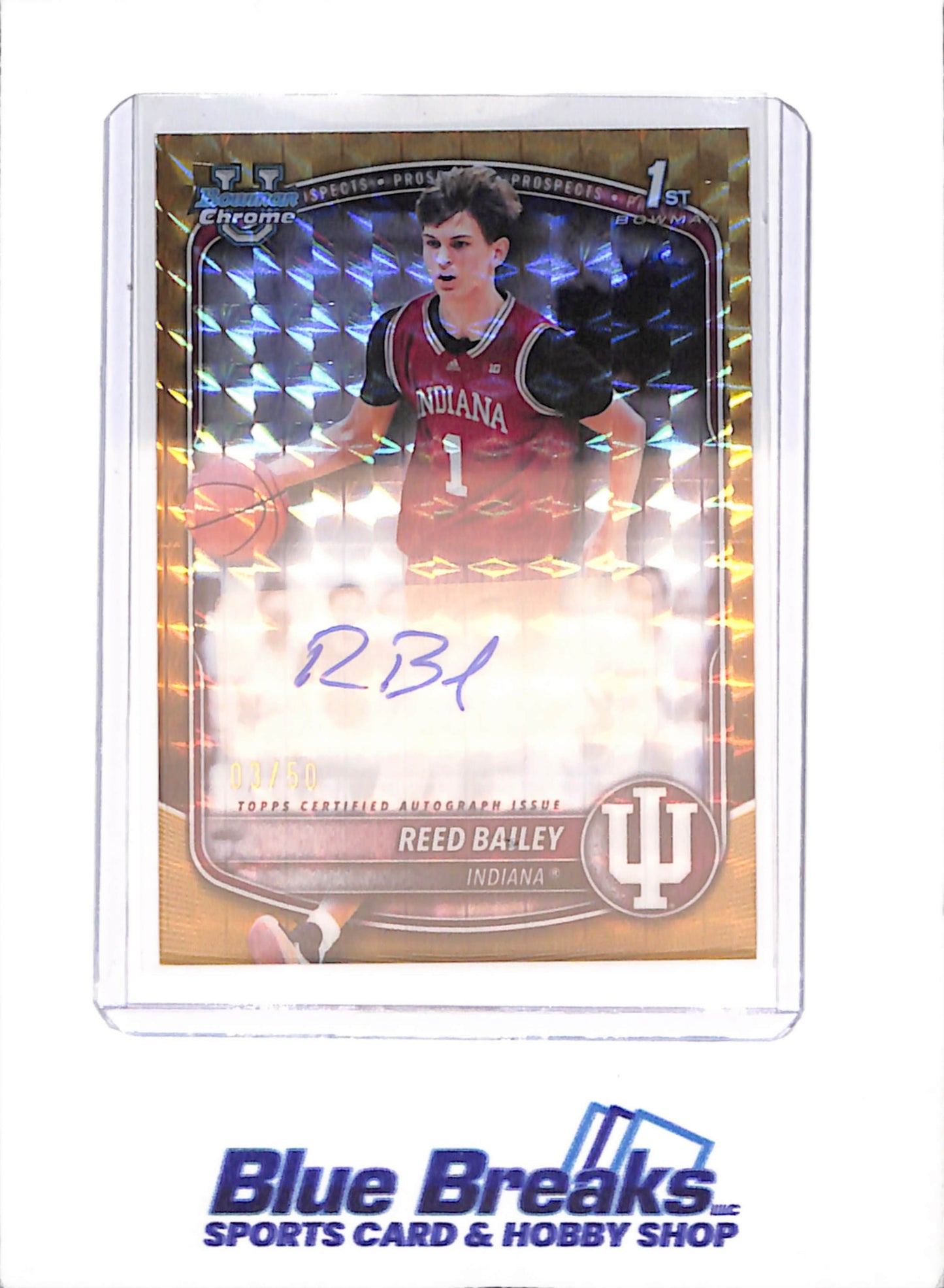 2025-26 Bowman U Chrome - Reed Bailey - 1st Bowman Gold Geometric Autograph - 3/50 - Indiana - Basketball - #CPA-RB