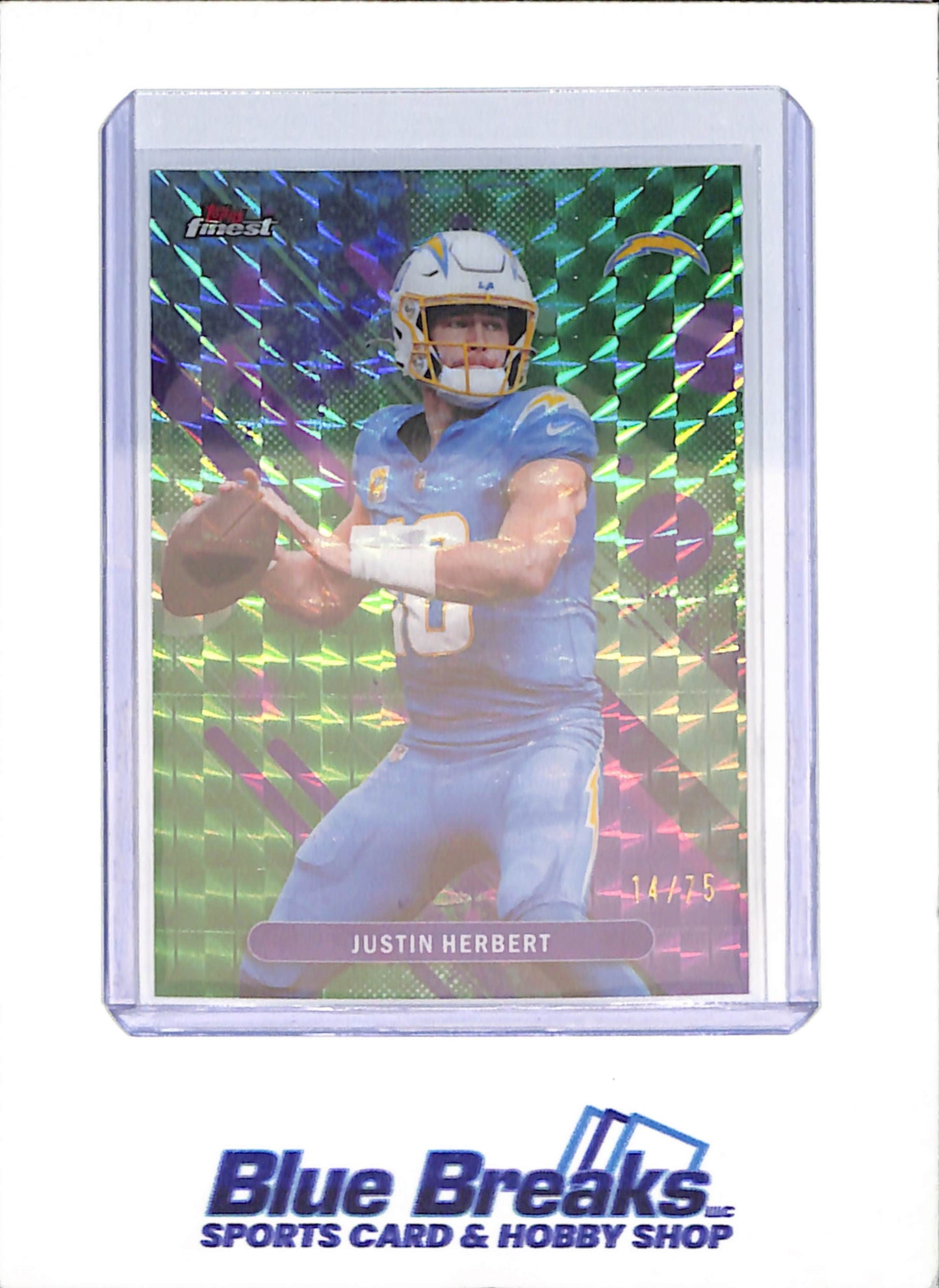 2025 Topps Finest - Justin Herbert - Green Geometric - 14/75 - Los Angeles Chargers - Football - #59
