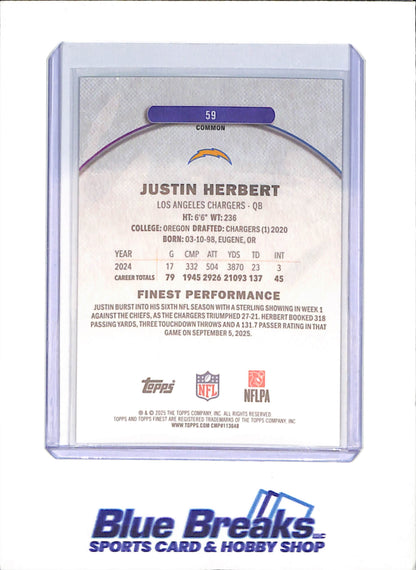 2025 Topps Finest - Justin Herbert - Green Geometric - 14/75 - Los Angeles Chargers - Football - #59