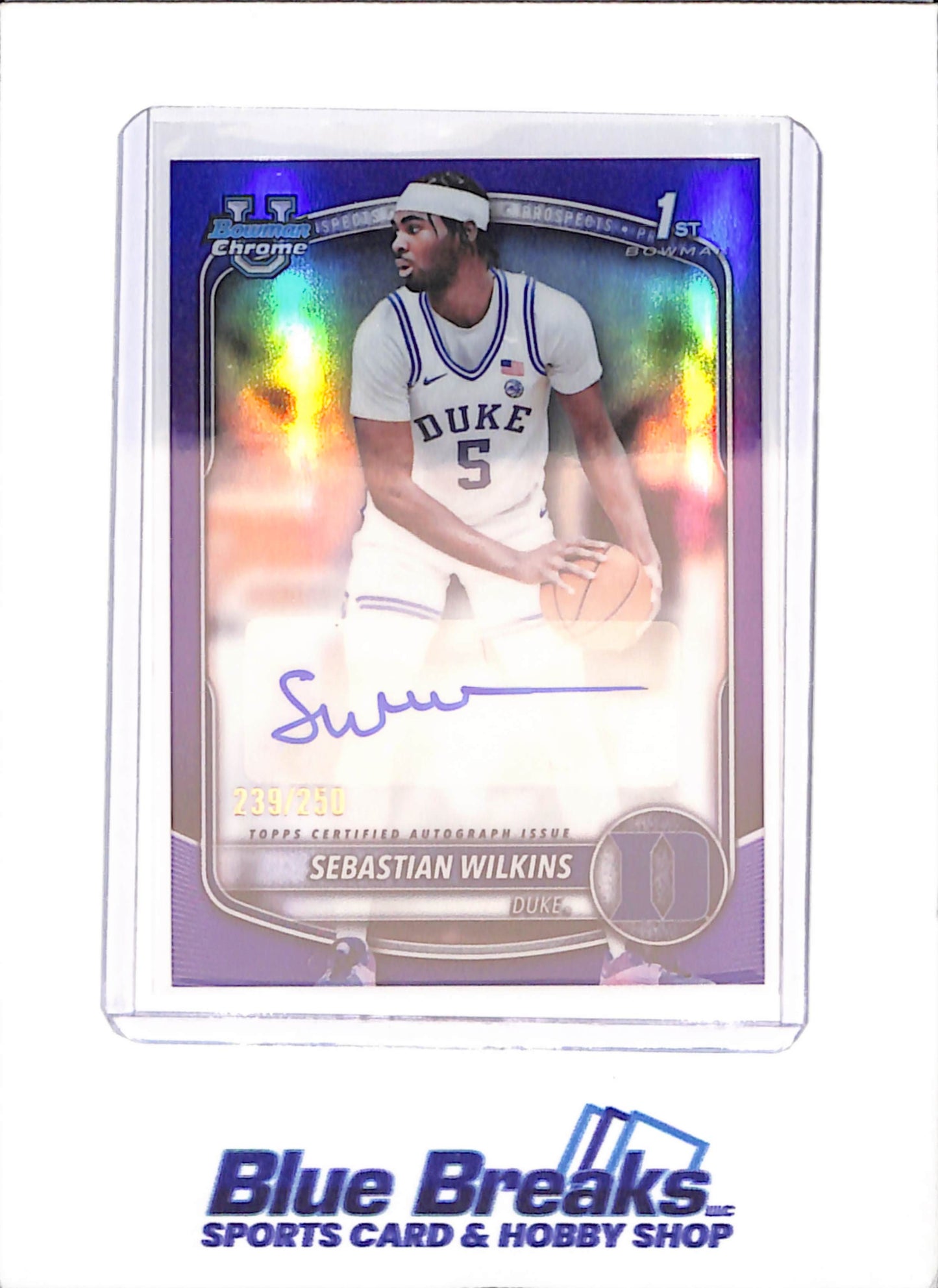 2025-26 Bowman U Chrome - Sebastian Wilkins - 1st Bowman Purple Autograph - 239/250 - Duke - Basketball - #CPA-51