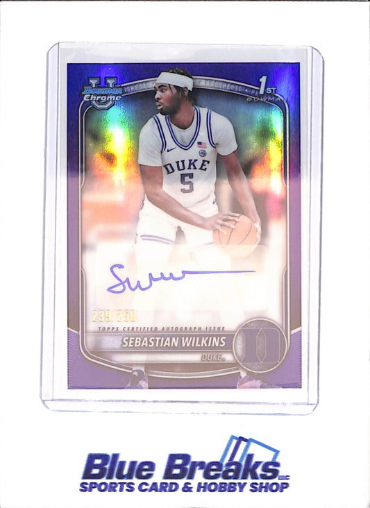 2025-26 Bowman U Chrome - Sebastian Wilkins - 1st Bowman Purple Autograph - 239/250 - Duke - Basketball - #CPA-51