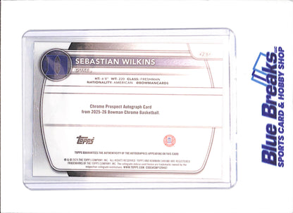 2025-26 Bowman U Chrome - Sebastian Wilkins - 1st Bowman Purple Autograph - 239/250 - Duke - Basketball - #CPA-51