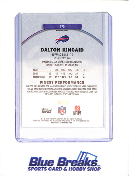 2025 Topps Finest - Dalton Kincaid - Gold Geometric - 8/25 - Buffalo Bills - Football - #179