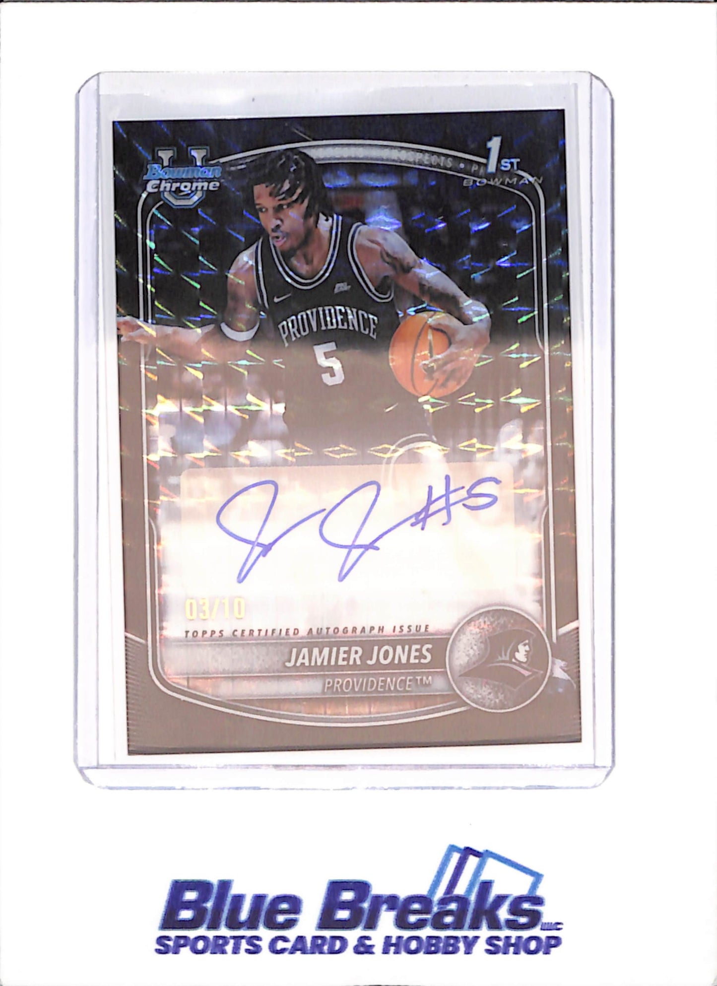 2025-26 Bowman U Chrome - Jamier Jones - 1st Bowman Black Geometric Autograph - 3/10 - Providence - Basketball - #CPA-JO