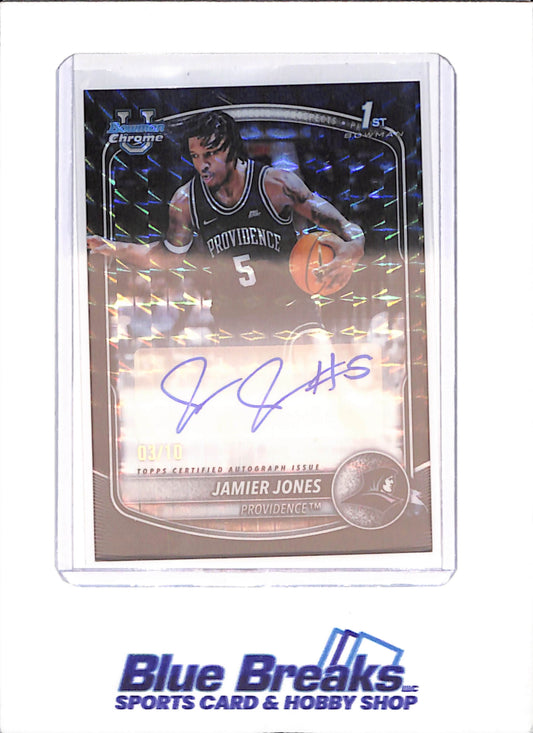 2025-26 Bowman U Chrome - Jamier Jones - 1st Bowman Black Geometric Autograph - 3/10 - Providence - Basketball - #CPA-JO
