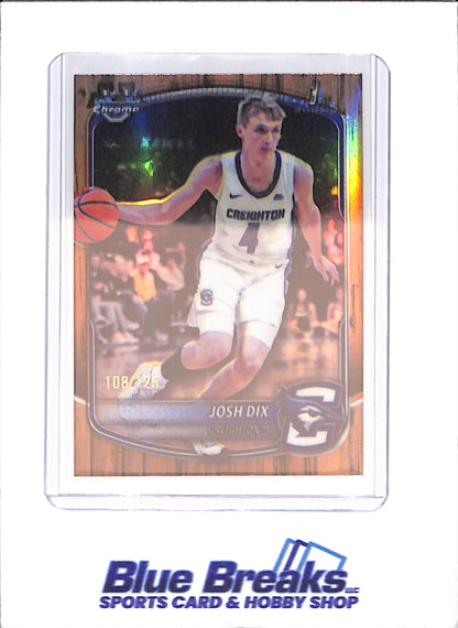 2025-26 Bowman U Chrome - Josh Dix - 1st Bowman Floorboard Refractor - 108/125 - Creighton - Basketball - #BCP-17