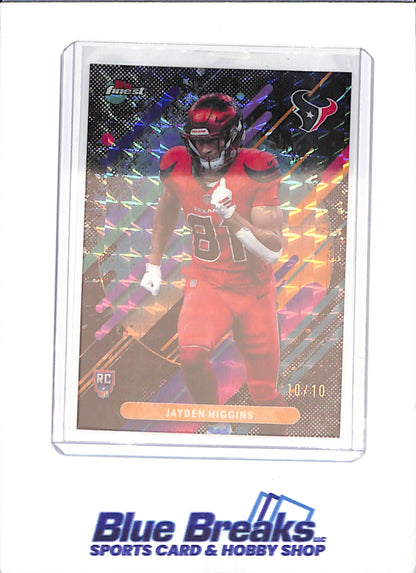 2025 Topps Finest - Jayden Higgins - Black Geometric - RC - 10/10 - Houston Texans - Football - #218