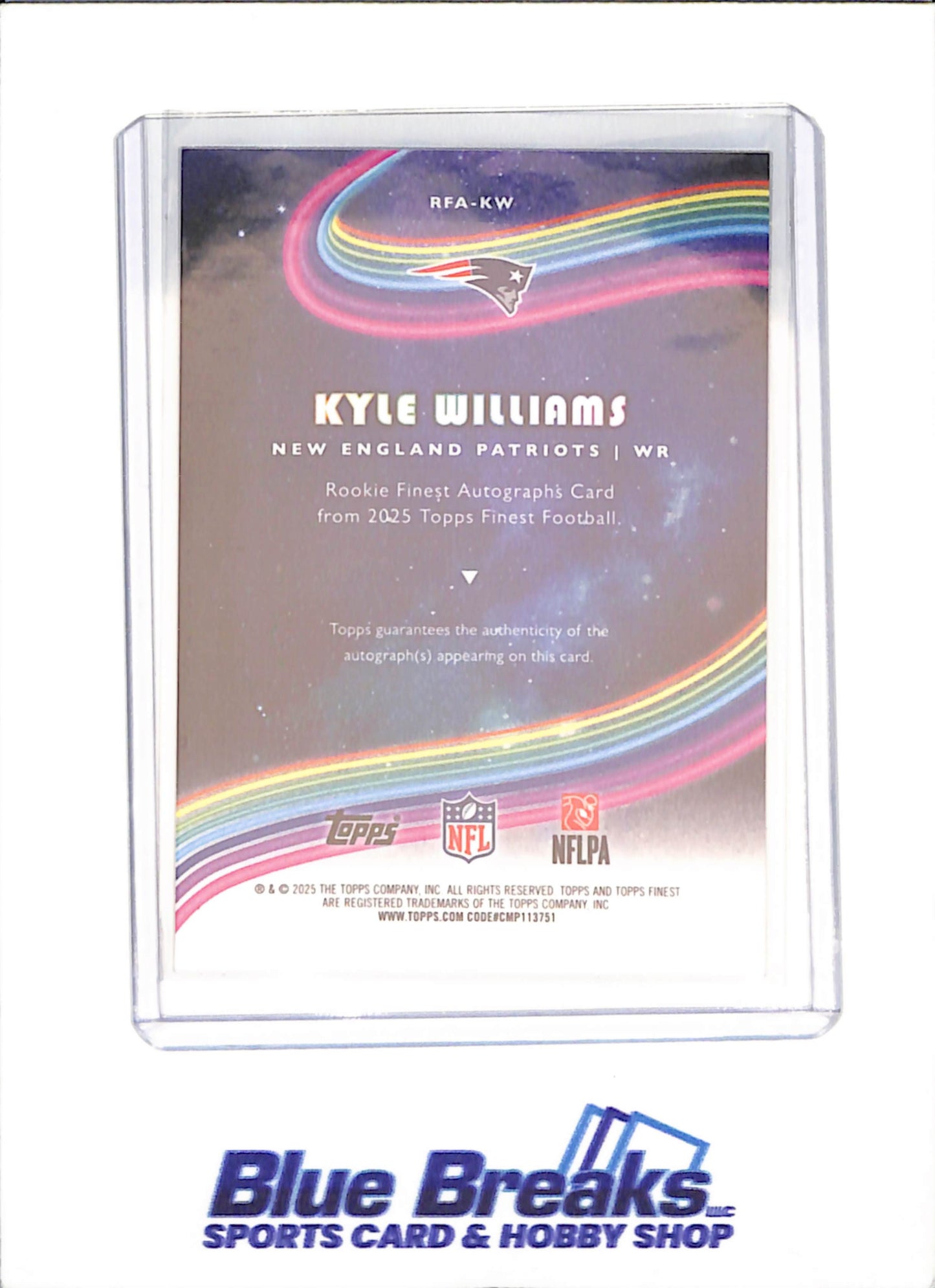 2025 Topps Finest - Kyle Williams - Finest Autograph - RC - New England Patriots - Football - #RFA-KW