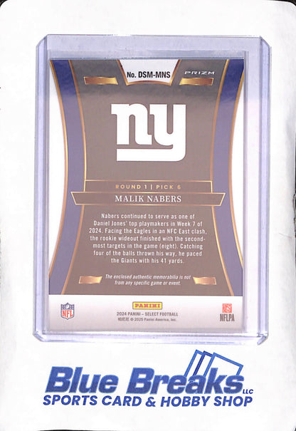 2024 Panini Select - Malik Nabers - Draft Selections Relic RC - New York Giants - Football - #DSM-MNS