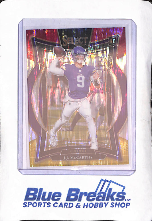 2024 Panini Select - JJ McCarthy - Red And Yellow Concourse RC - Minnesota Vikings - Football - #24