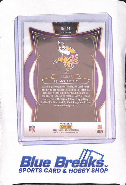 2024 Panini Select - JJ McCarthy - Red And Yellow Concourse RC - Minnesota Vikings - Football - #24