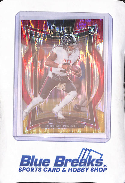 2024 Panini Select - Michael Penix Jr - Red and Yellow Shock Concourse RC - Atlanta Falcons - Football - #80