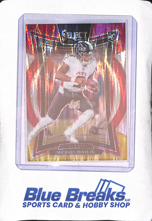 2024 Panini Select - Michael Penix Jr - Red and Yellow Shock Concourse RC - Atlanta Falcons - Football - #80