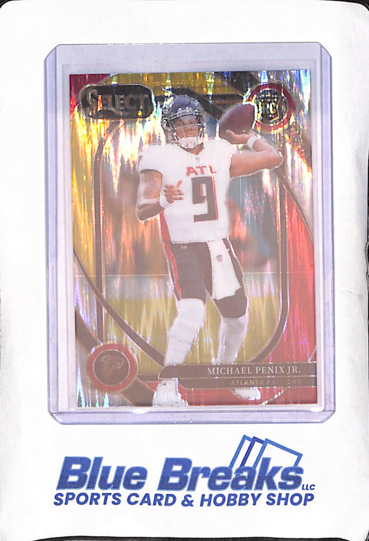 2024 Panini Select - Michael Penix Jr - Yellow & Red Shock Club Level RC - Atlanta Falcons - Football - #235