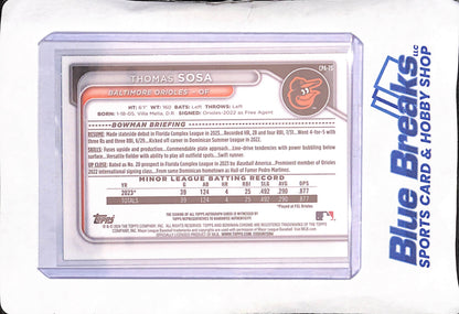 2024 Bowman - Thomas Sosa - Bowman 1st Speckle Refractor Autograph - 176/299 - Baltimore Orioles - Baseball - #CPA-TS