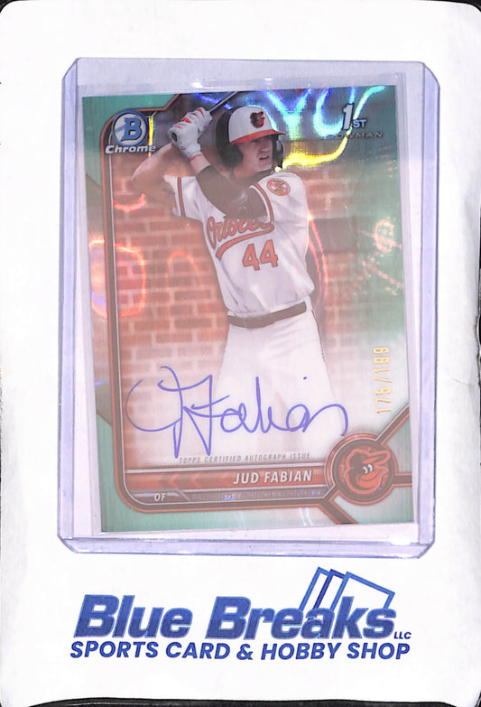 2022 Bowman Chrome - Jud Fabian - Aqua Lava Refractor - Bowman 1st Autograph - 175/199 - Baltimore Orioles - Baseball - #CDA-JF