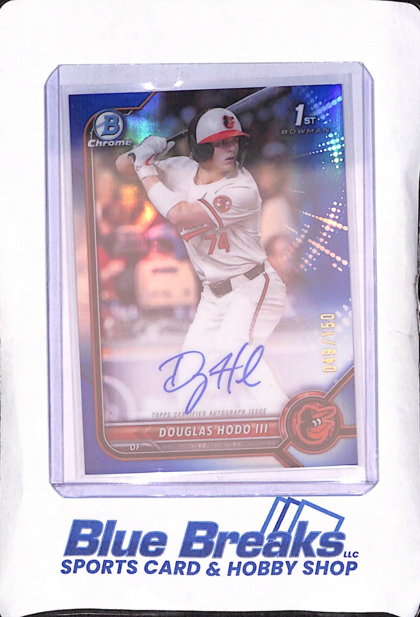 2022 Bowman Chrome Draft - Douglas Hodo III - Blue Bowman 1st Autograph - 49/150 - Baltimore Orioles - Baseball - #CDA-DH