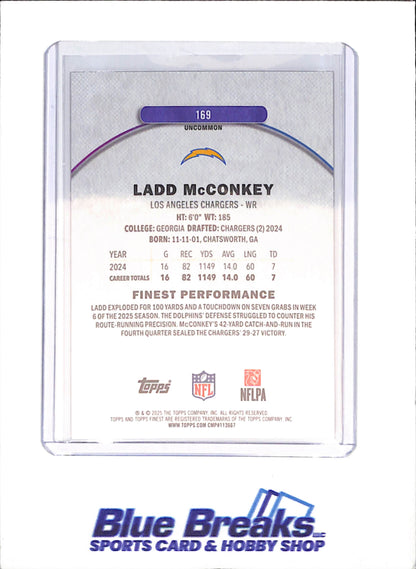 2025 Topps Finest - Ladd McConkey - Orange Geometric - 10/20 - Los Angeles Chargers - Football - #169