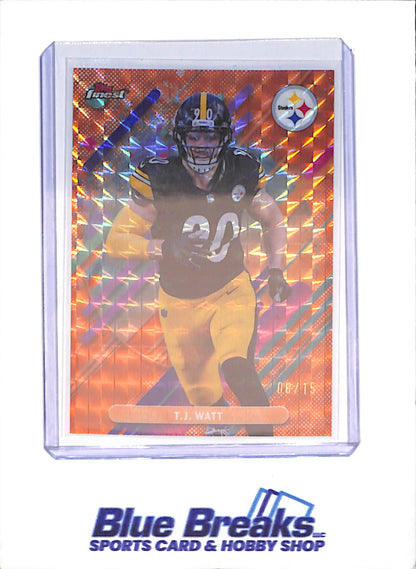 2025 Topps Finest - TJ Watt - Orange Geometric - 6/15 - Pittsburgh Steelers - Football - #283