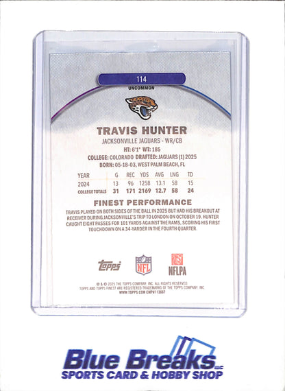 2025 Topps Finest - Travis Hunter - 161/250 - RC - Jacksonville Jaguars - Football - #114