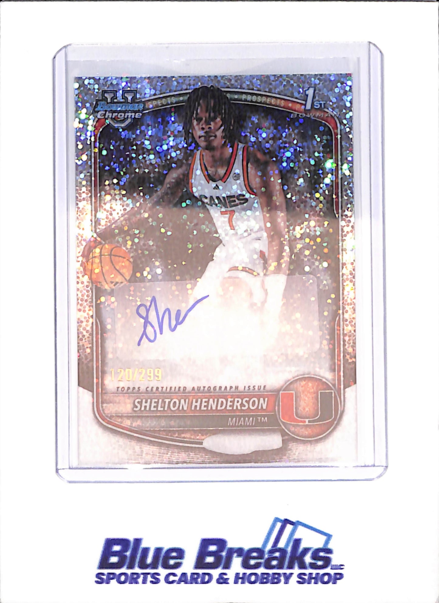 2025-26 Bowman U Chrome - Shelton Henderson - 1st Bowman Speckle Autograph - 120/299 - Miami Hurricanes - Basketball - #CPA-SH