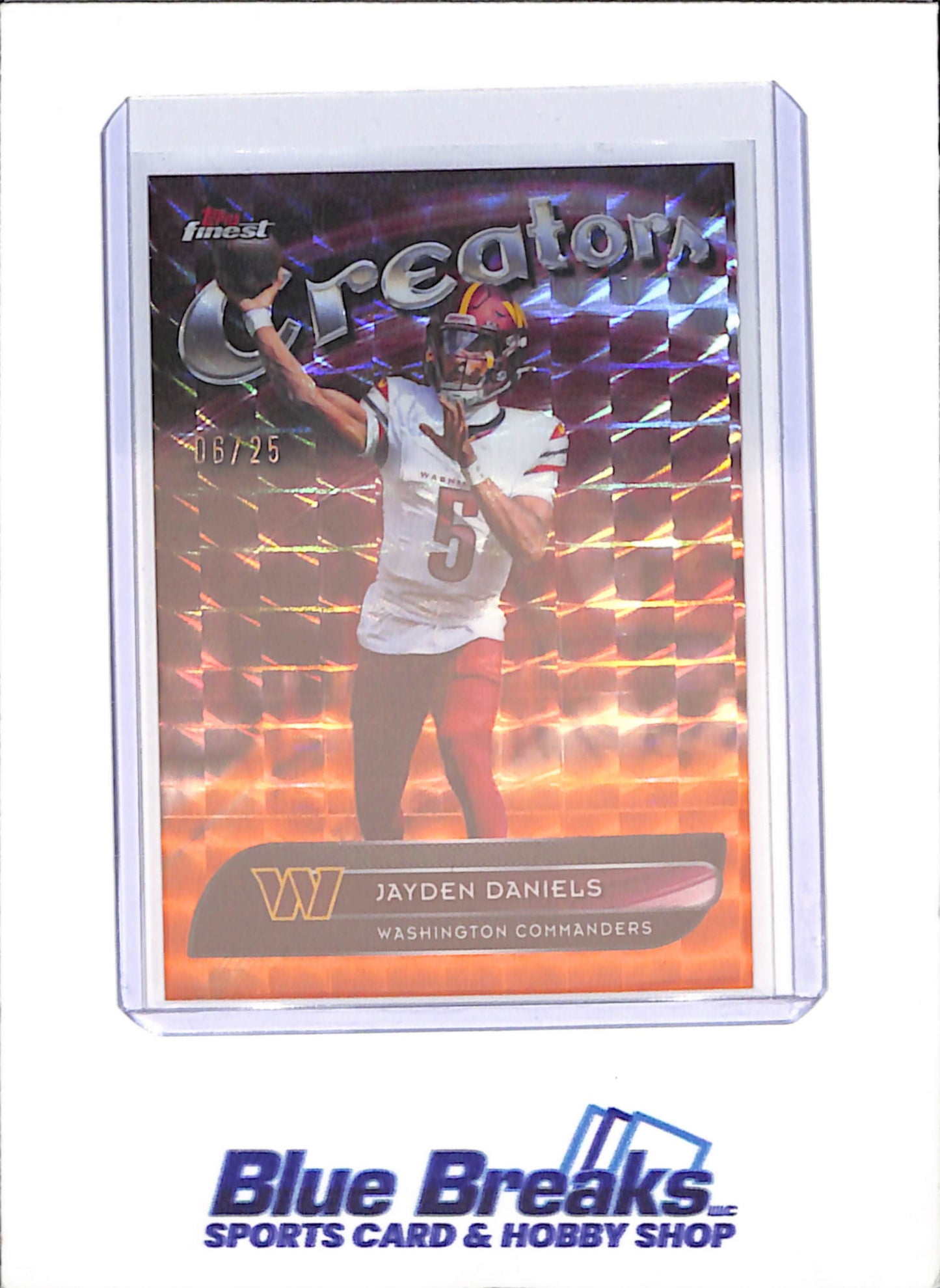 2025 Topps Finest - Jayden Daniels - Creators - Orange Geometric - 6/25 - Washington commanders - Football - #CR-30