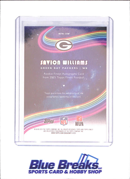 2025 Topps Finest - Savion Williams - Finest Autograph - RC - Green Bay Packers - Football - #RFA-SW