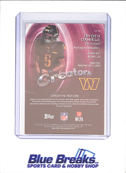 2025 Topps Finest - Jayden Daniels - Creators - Orange Geometric - 6/25 - Washington commanders - Football - #CR-30