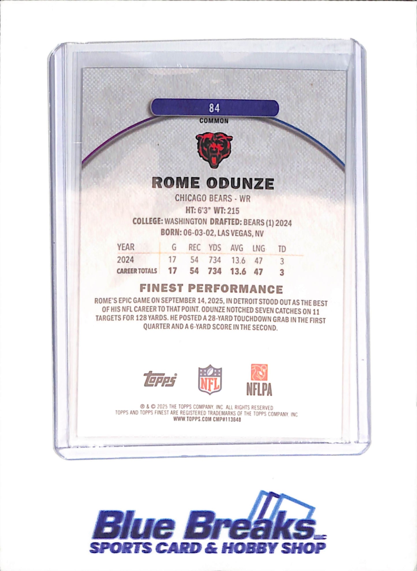 2025 Topps Finest - Rome Odunze - Orange Geometric - 23/25 - Chicago Bears - Football - #84