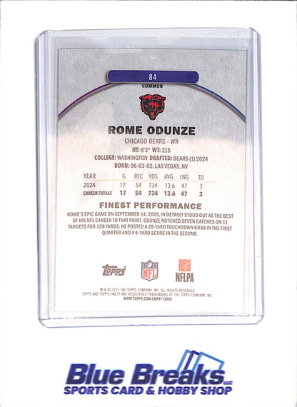 2025 Topps Finest - Rome Odunze - Orange Geometric - 23/25 - Chicago Bears - Football - #84