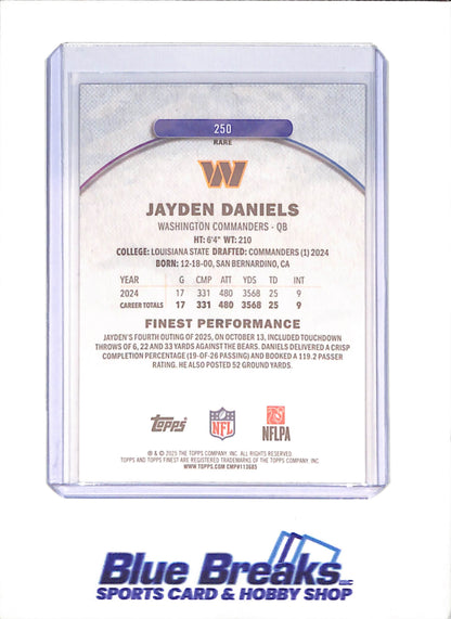 2025 Topps Finest - Jayden Daniels - 15/125 - Rare - Washington Commanders - Football - #250