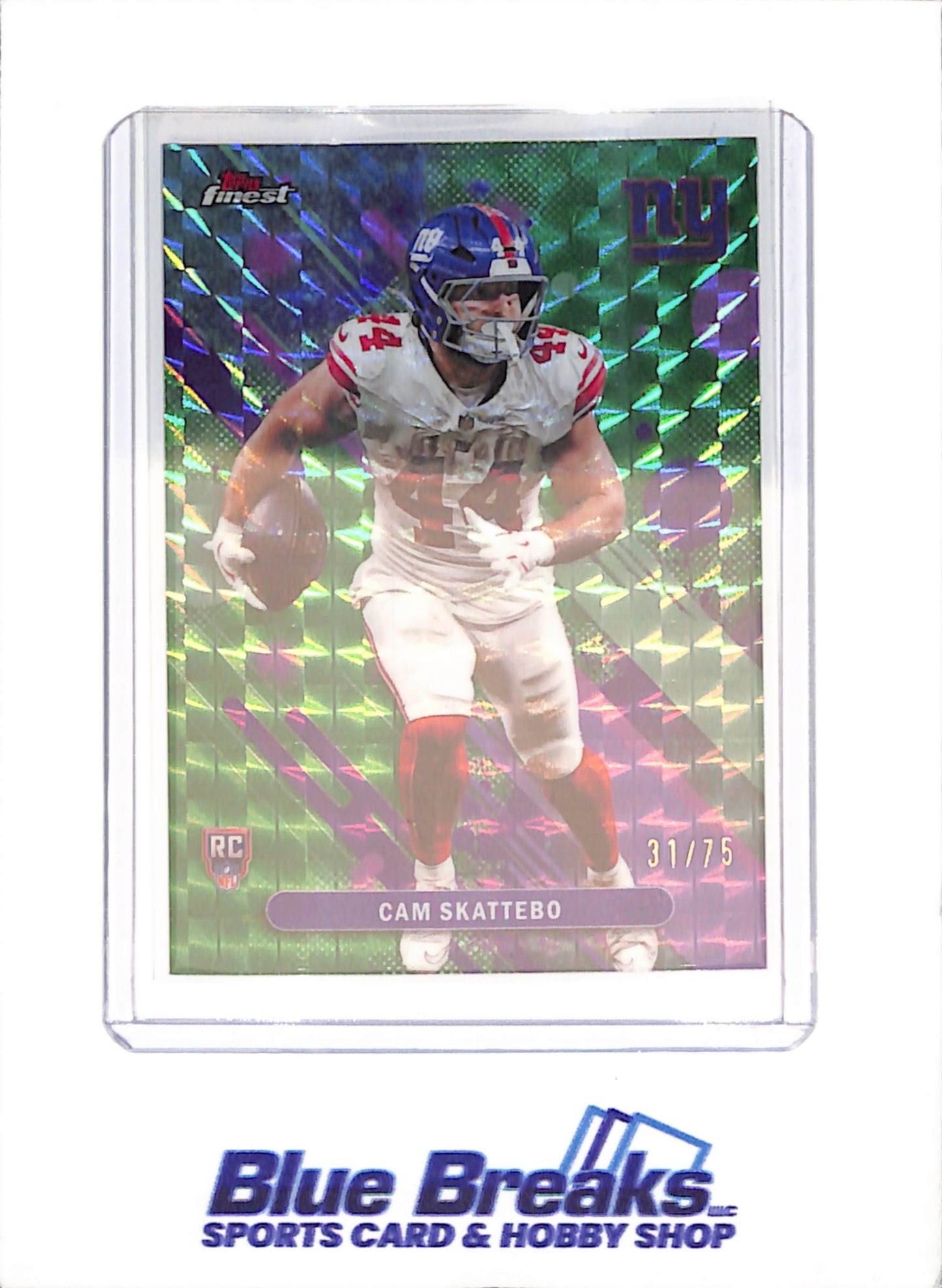 2025 Topps Finest - Cam Skattebo - Green Geometric - RC - 31/75 - New York Giants - Football - #18